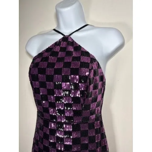 Lulus Size XS Checkered Sequin Halter Mini Dress Cocktail‎ Party Sleeveless - Image 5