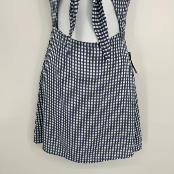 Flynn‎ Skye Mini Dress XS Blue Gingham Tie Front Cut Out Summer Picnic Coastal - Image 3