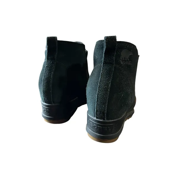 Women’s 8.5 SOREL Evie Bootie Leather Pull-On‎ Ankle Black Chelsea Boots ExCon - Image 3