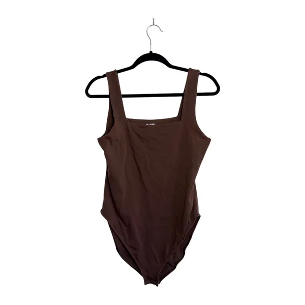 Old Navy Square Neck Tank Top Bodysuit Solid Brown Full Coverage - Image 3