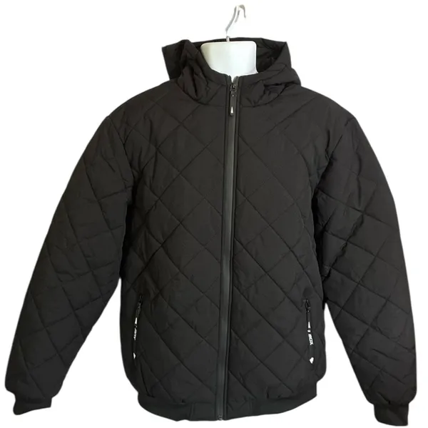 Mens Puffer Coat Jacket Size XLarge Fits Like Large Hooded Full Zip Lined Winter - Image 3