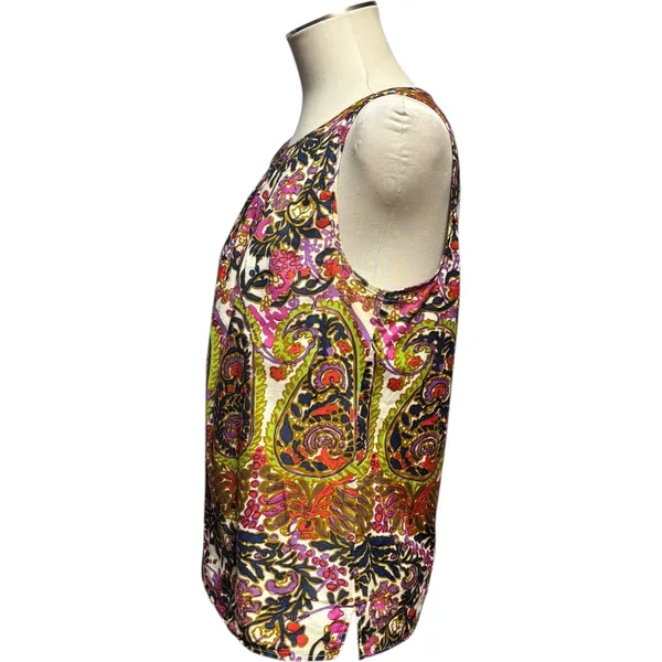 Talbots 100% Cotton Sleeveless Blouse Top Multicolor Paisley 12 - Image 3