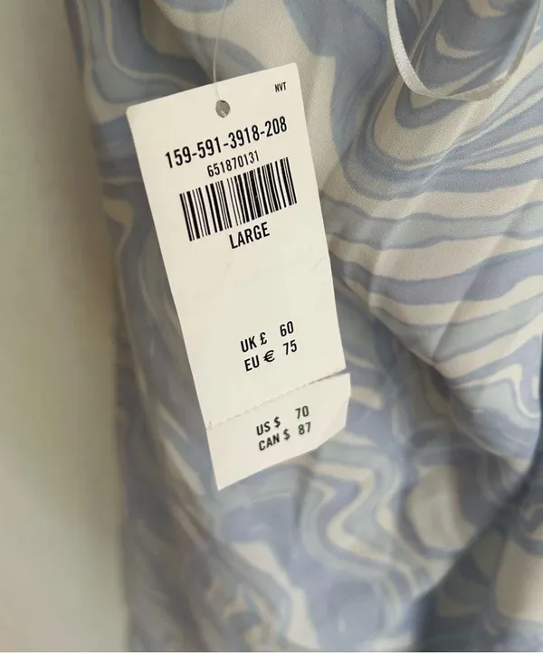 Abercrombie & Fitch Swirl Halter Mini Dress NWT Blue Sz Large - Image 4