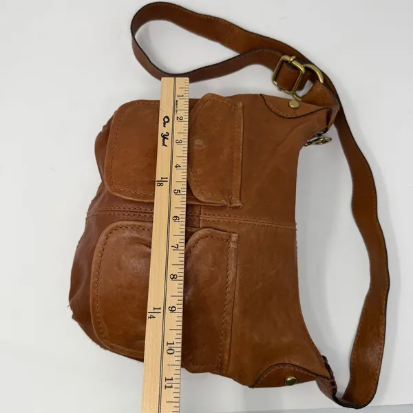 Fossil Long Live Vintage Crossbody Bag Cognac Leather Utility Women Small - Image 7
