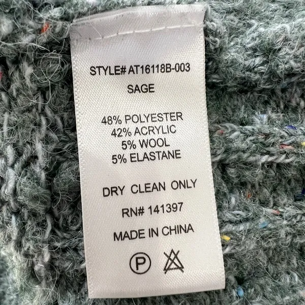 ASTR‎ The Label Sage Green Wrap Knit Sweater Womens Size Large Cozy Textured Top - Image 4