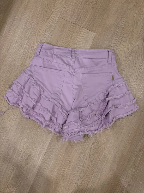 Vibrant Miu Triple Threads Light Purple Ruffle Shorts - Image 5