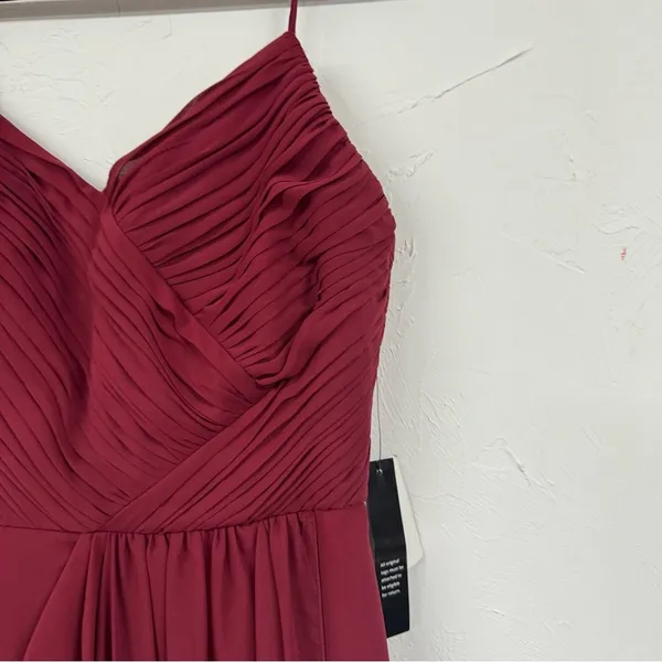 Weddington Way Burgundy Satin Sleeveless Bridesmaid Maxi Dress Womens 6 Formal - Image 6