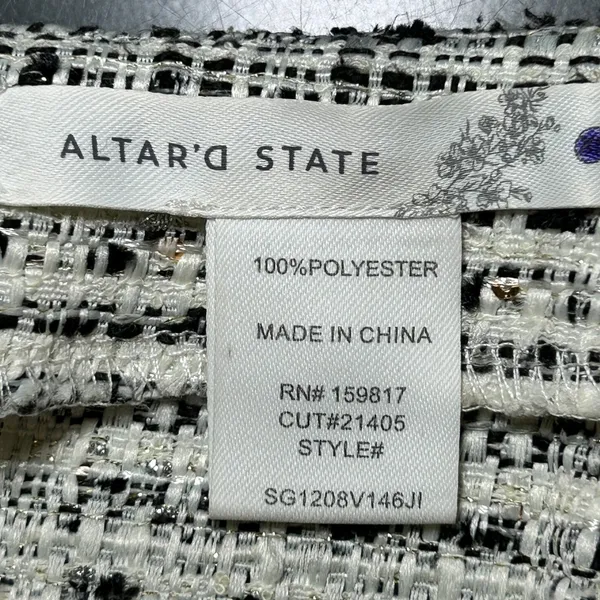 NWT‎ Altar'd State Boucle Tweed Mini Skirt White Gold Career Party Holiday XL - Image 6