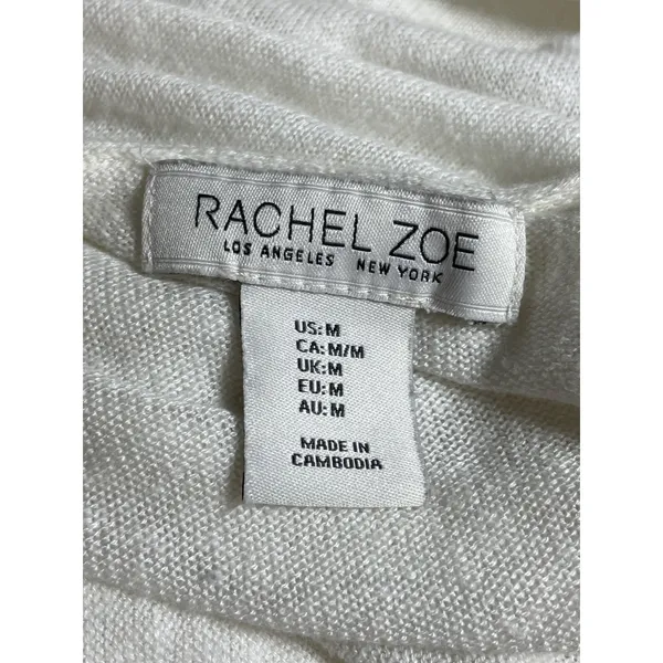 Rachel Zoe Womens White Linen Long Sleeve Longline Duster Cardigan Sweater Top M - Image 6