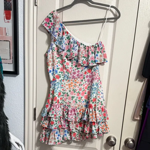 Yumi Kim Skylar‎ One Shoulder Mini Dress in Kingston Garden Ivory Floral - Image 3