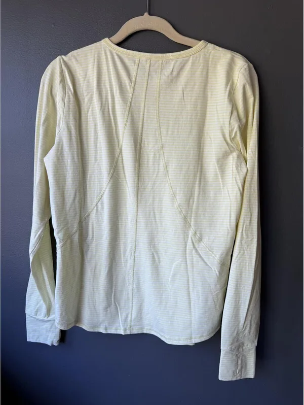 Talbots Light Yellow Striped Long Sleeve Athletic Shirt Large - Image 2