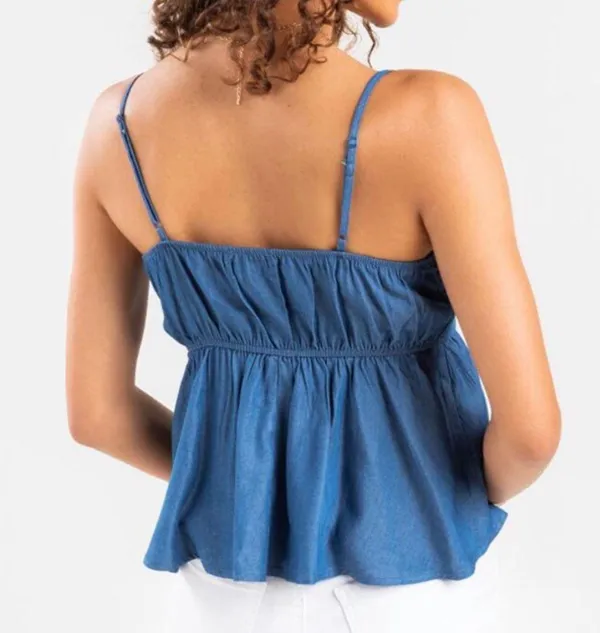 Francesca's Chambray Tie Front Top - Image 2