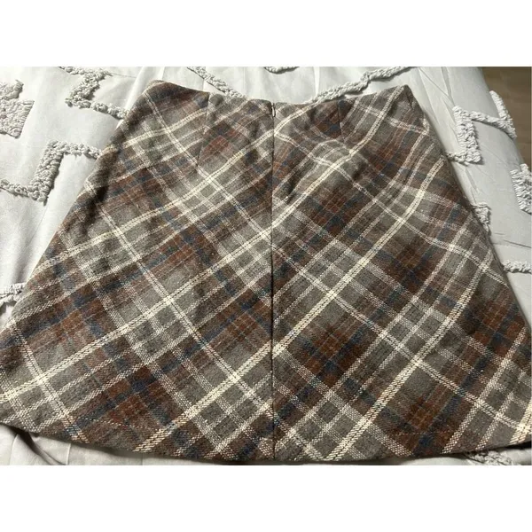 NEW High Waist Plaid Skirts Wool Look Mini Skirt S - Image 3