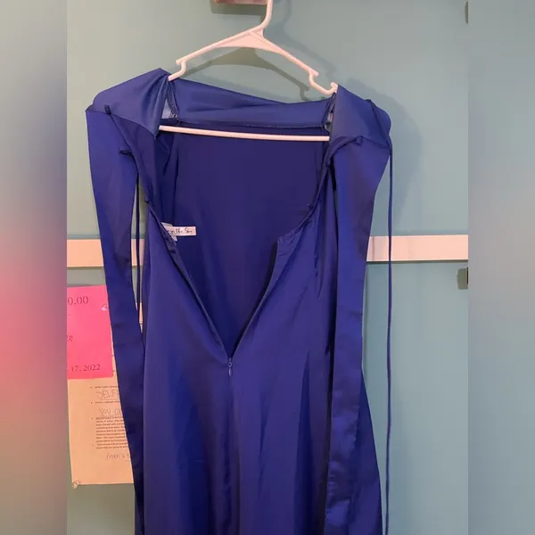 Lucy in the Sky Dena Satin Maxi Dress in Blue - Image 5