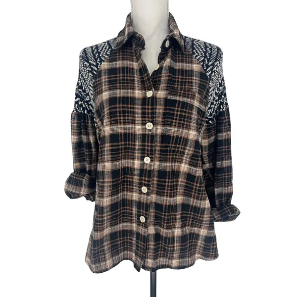 Free People Fireside Nights Plaid Button Down Shirt XS‎ - Image 4