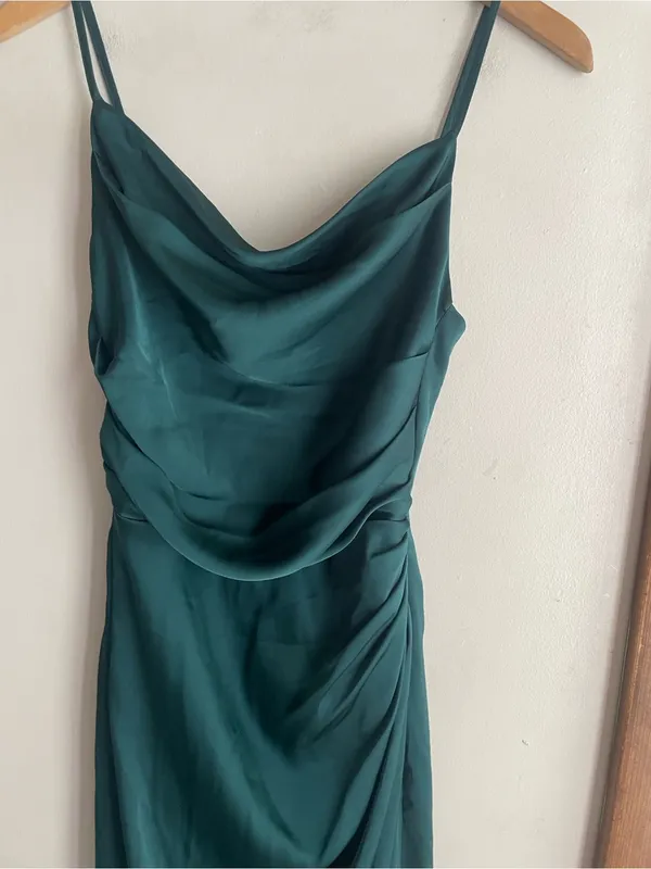 Birdy Grey Lydia Dress Shiny Satin Emerald - Image 4
