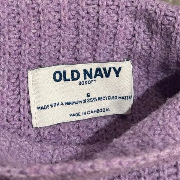Old Navy SoSoft Women’s Small Lilac Purple Mock Neck Chunky Knit Sweater #1400 - Image 3