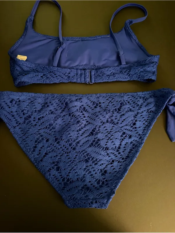 Aerie Royal Blue Crochet Bikini Size Medium - Image 5