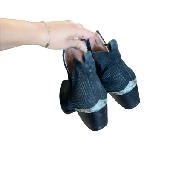 JEFFREY CAMPBELL Cromwell Suede Leather Black Western Ankle Boots Booties - Image 11