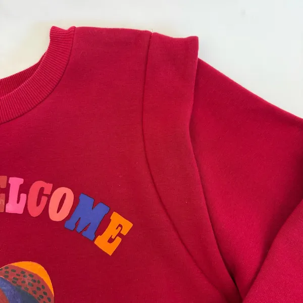 Farm Rio X Anthropologie Warm Welcome Sweatdress Sweatshirt Dress Burgundy Red - Image 10