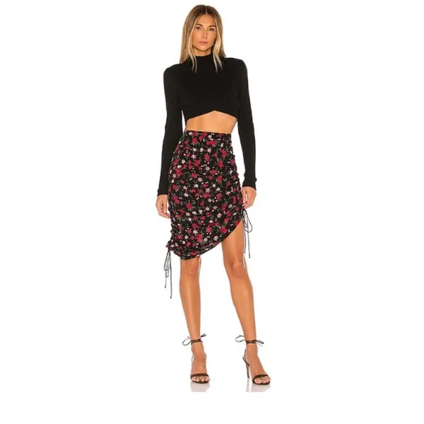 NWOT FOR LOVE & LEMONS Molly Skirt Floral Rose Ruched - Image 6