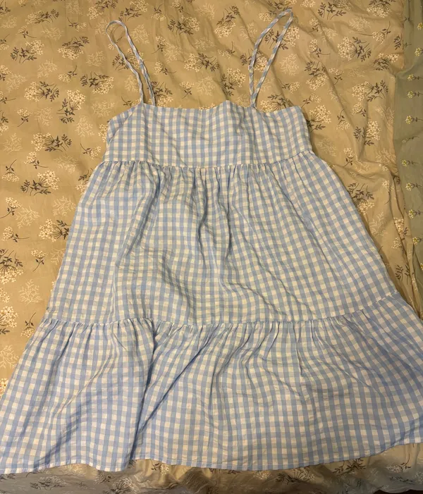 Amazon blue gingham mini dress - Image 2