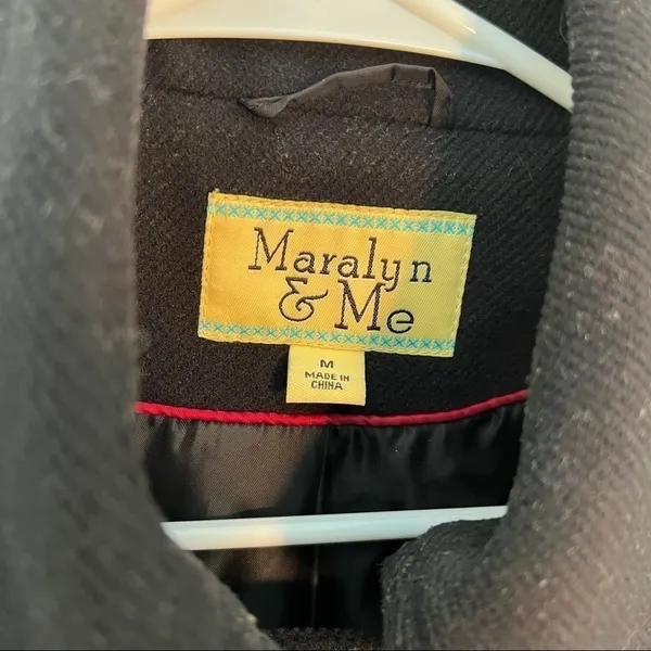 Maralyn & Me Women's Size Medium Double Breasted‎ Peacoat Black Military Lined - Image 10