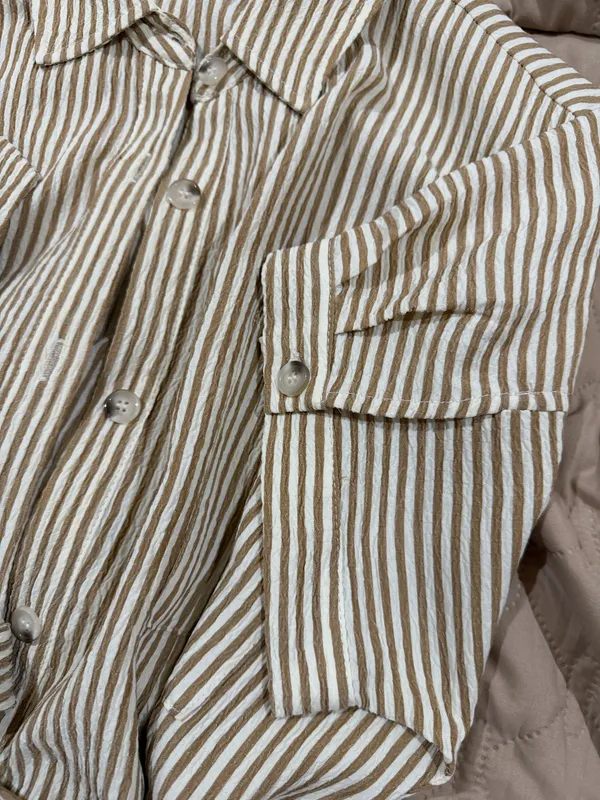 Gilli Striped Dress Brown - Image 4