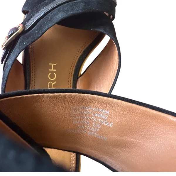 Tory‎ Burch Delaney 5mm Sandals Perfect Black Suede Leather 8 - Image 8