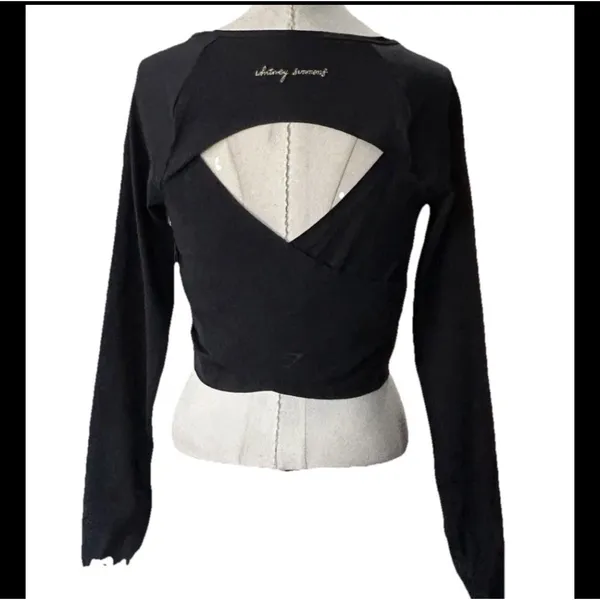 Gymshark Whitney Simmons Long Sleeve Crop Top Black Medium Activewear Workout - Image 11