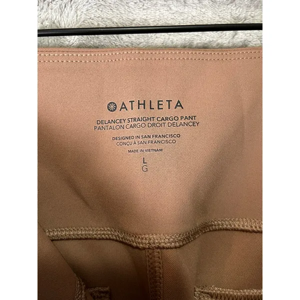 Athleta Delancey Straight Cargo‎ Pant Large Taupe Pull On Travel Work Pant - Image 5