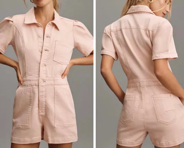Anthropologie Pilcro The Kit Utility Romper in Pink, Size 2 - Image 2