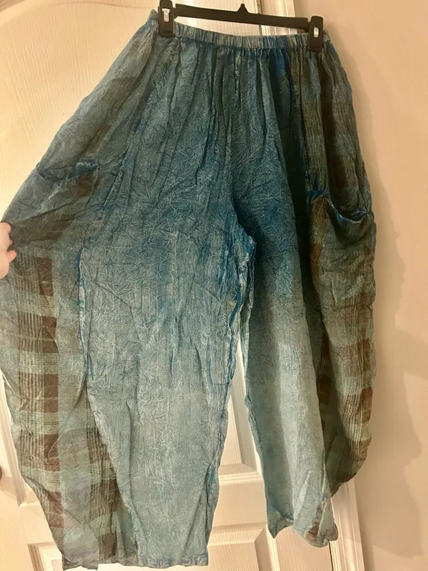 Advance Apparels Teal Blue Ombre Plaid Trousers - Image 6