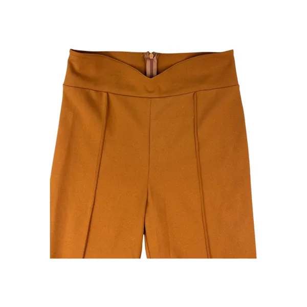 FORE Caramel Brown High Waisted Wide Flare‎ Leg Pants V Waistband Medium Pintuck - Image 3