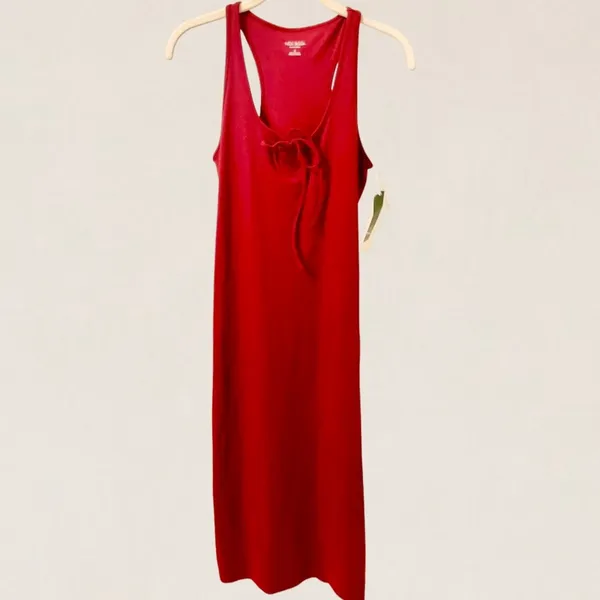 Wild Fable Burgundy ButterBliss Keyhole Tie Racerback Midi Bodycon Dress‎ Medium - Image 4