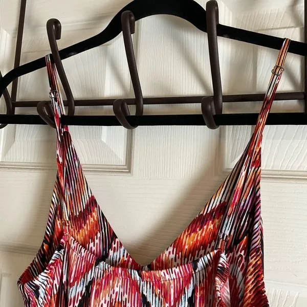 Veronica M Jene Stretch Drop Waist Maxi Dress Medium Boho Chevron Geometric - Image 11
