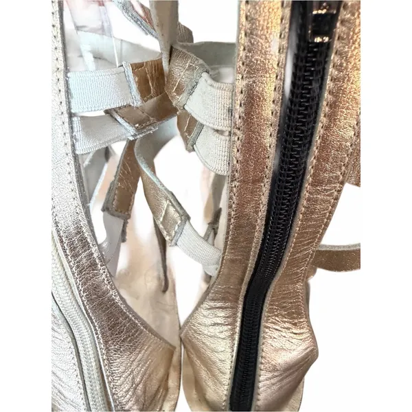 Free People NWOTS Metallic Gold Leather Strappy Gladiator Sandals size 37 US 7 - Image 6