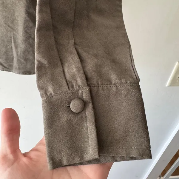 Zara Green Faux Suede Button‎ Down Shirt Shacket - Image 5