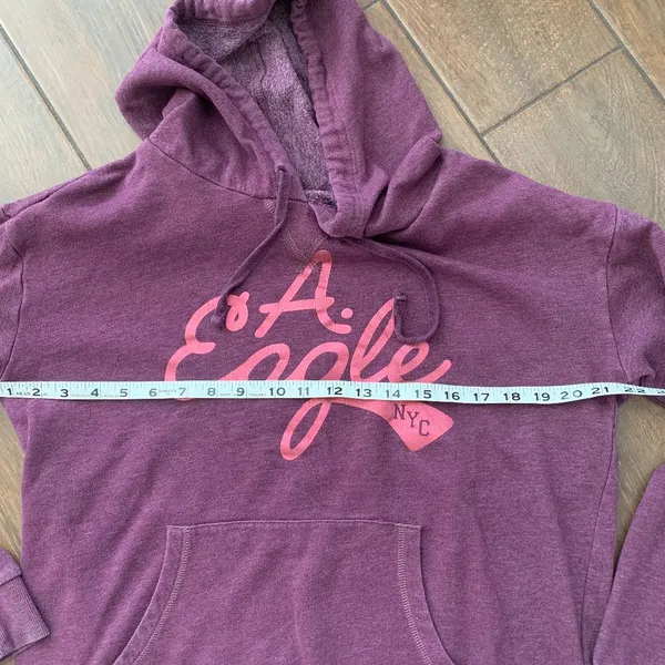 American Eagle Logo Purple Pullover Hoodie Sweatshirt sz L Y2K - Image 3