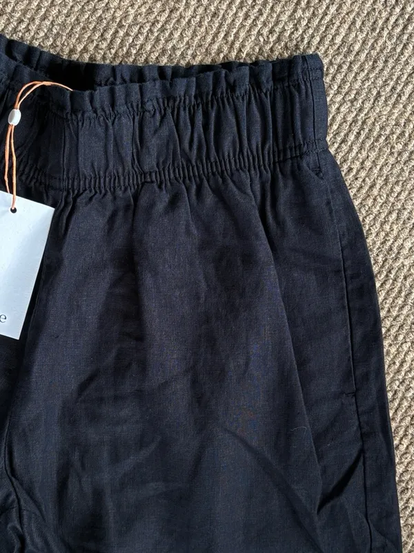 NWT QUINCE European Linen High Waisted Shorts Black Size XS - Image 5