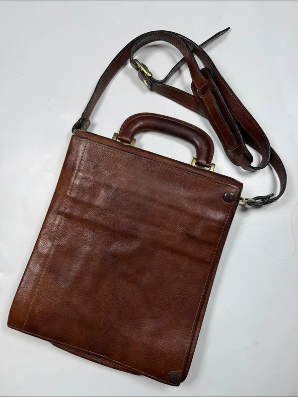Guidi Vintage Brown Leather Crossbody Messenger Unisex Folio Work Bag - Image 5