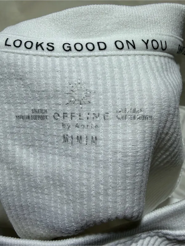 Aerie offline White Ribbed stretch medium support Crop Tank Top medium - Image 6