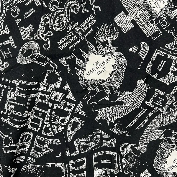 Harry Potter Marauders Map Black Sleeveless Button Up Tie Front Top Womens Large - Image 5
