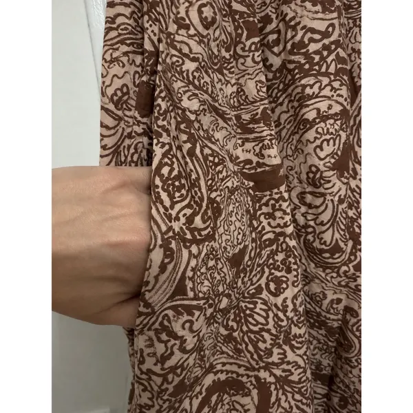 Free People Sophie Paisley Off Shoulder Mini Dress Brown Purple Boho XS - Image 3
