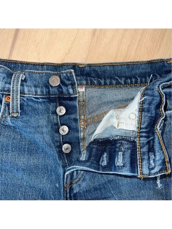 Levi’s Distressed Cut Off Denim Jean Shorts Button Fly Size 25 - Image 3