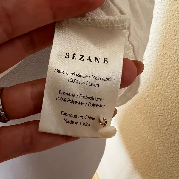 Sézane T-Shirt in Ecru Lightweight slub knit linen WOMENS XS - Image 6