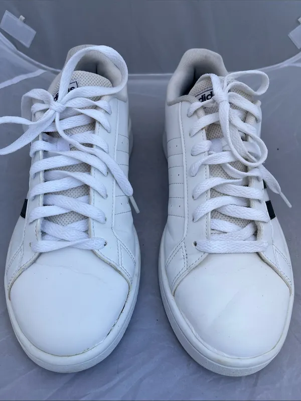 adidas Grand Court White and Black Classic Low Top Sneakers - Size 8.5 - Image 8