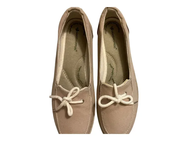Grasshoppers Womens Canvas Boat Shoes Slip On Loafers Beige Tan Comfort Size 8M - Image 5
