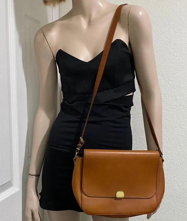 Madewell L4913 Brown Leather The Abroad Shoulder Bag - Image 3