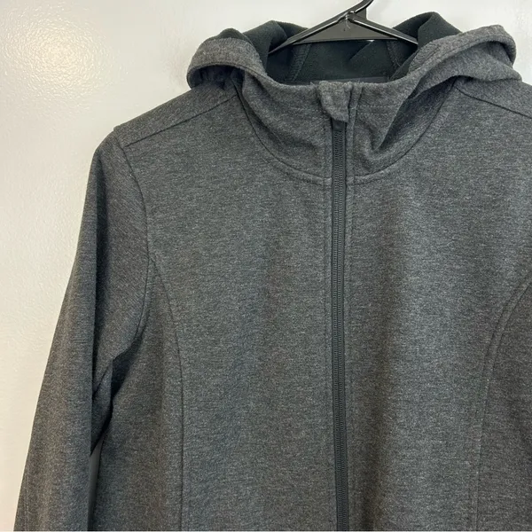 Lands End Soft Shell Hooded Grey Zip Up Fleece Lined Jacket Size XS - Image 3